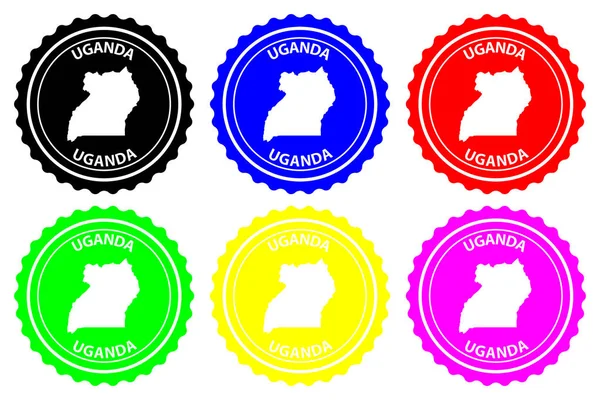 Uganda Stämpel Vektor Republiken Uganda Karta Mönster Klistermärke Svart Blå — Stock vektor