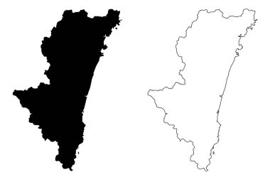 Miyazaki İli (Japonya, Japonya deprem idari yapılanması) harita vektör çizim, karalama taslak Miyazaki harita