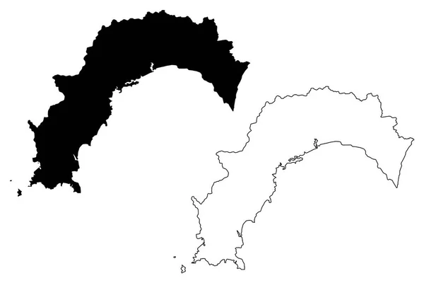 Prefeitura Kochi Divisões Administrativas Japão Prefeituras Japão Mapa Ilustração Vetorial —  Vetores de Stock