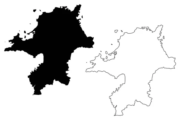 Prefektura Fukuoka Administrativní Dělení Japonska Prefektur Japonska Mapa Vektorové Ilustrace — Stockový vektor