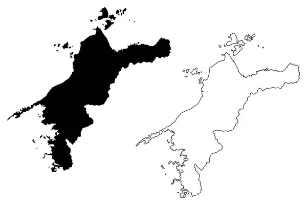 Ilustracja Wektorowa Ehime Prefektura Podział Administracyjny Japonii Prefektury Japonii Mapę — Wektor stockowy