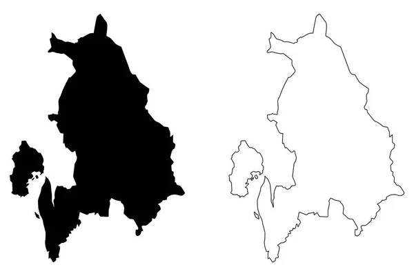 Ilustracja Wektorowa Akershus Podział Administracyjny Norwegii Królestwo Norwegii Mapę Szkic — Wektor stockowy