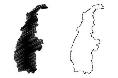 Sagaing bölge (idari yapılanması Myanmar, Myanmar Birliği, Burma Cumhuriyeti) harita vektör çizim, karalama taslak Sagaing Division harita