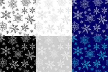 Kar tanesi seamless modeli, kar tanesi (siyah, beyaz, gri, yeşil, mavi) arka plan ayarlamak,