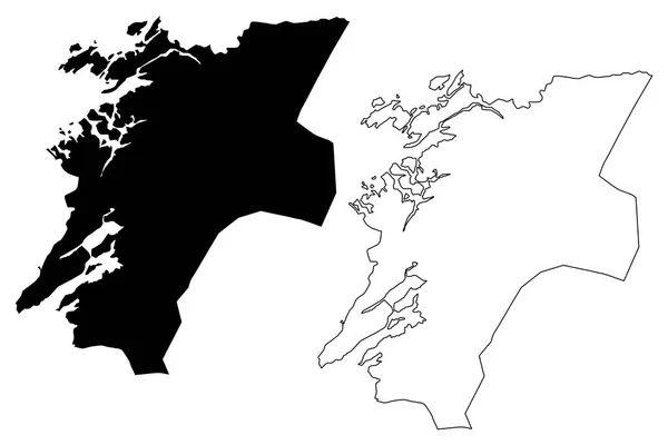 ノール トロンデラーグ ノルウェー ノルウェー王国の地方行政区画 地図ベクトル図 フリーハンド スケッチ ノール トロンデラーグの地図 — ストックベクタ