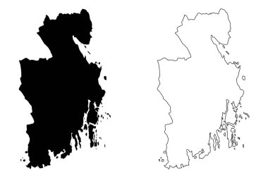 Vestfold (idari yapılanması Norveç, Norveç Krallığı) harita vektör çizim, karalama taslak Vestfold fylke harita