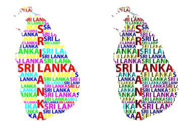 Kroki Sri Lanka harfi metin harita, Demokratik Sosyalist Cumhuriyeti, Sri Lanka - kıta, harita Sri Lanka (Ceylon) - renk vektör çizim şeklinde