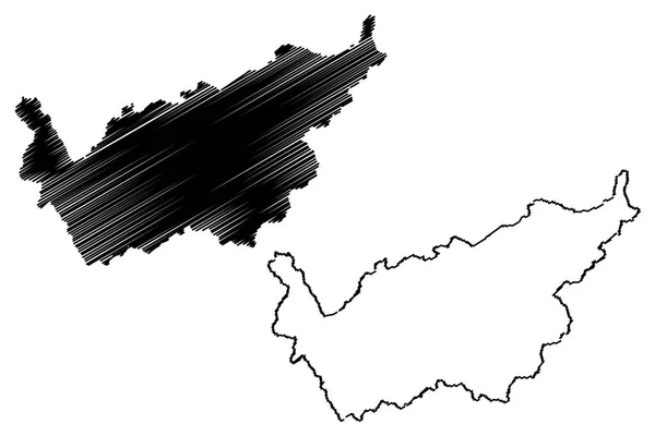 瓦莱州 瑞士各州 瑞士各州 瑞士联邦 地图矢量插图 瓦莱州地图的涂鸦素描州 — 图库矢量图片