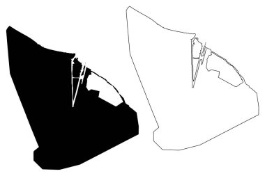 Port Said Governorate (Mısır illeri, Mısır Arap Cumhuriyeti) harita vektör çizim, karalama taslak Port Said harita