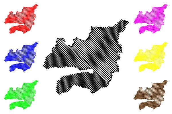 Kocaeli Provinzen Der Republik Türkei Kartenvektorillustration Kritzelskizze Kocaeli Ili Karte — Stockvektor