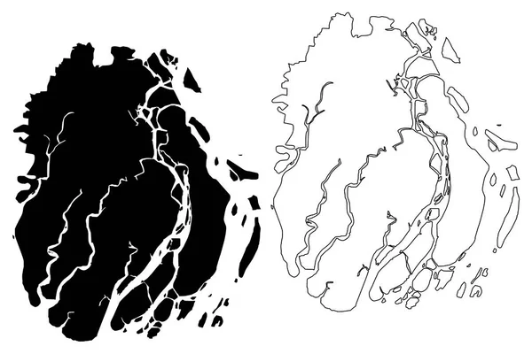 Barisal Division Podziały Administracyjne Bangladeszu Mapa Wektor Ilustracja Szkic Mapy — Wektor stockowy