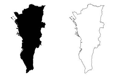 Metro Manila (bölge ve il Türkiye, Filipinler Cumhuriyeti) harita vektör çizim, karalama taslak Ulusal Başkent Bölgesi (Ncr, Metropolitan Manila) harita