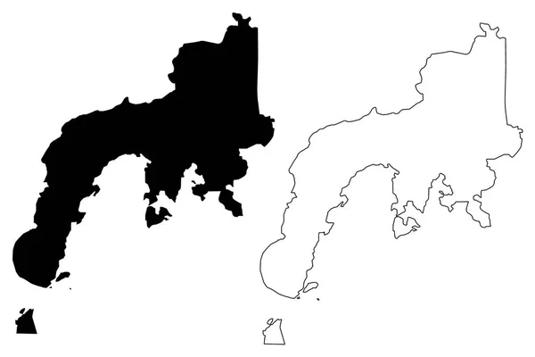 赞博安加半岛地区 菲律宾 菲律宾共和国的地区和省份 地图矢量插图 涂鸦素描西棉兰老岛 — 图库矢量图片