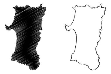 Akita İli (Japonya, Japonya deprem idari yapılanması) harita vektör çizim, karalama taslak Akita harita