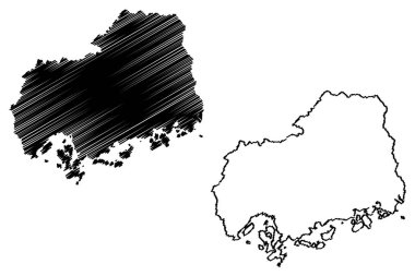 Hiroşima Prefecture (Japonya, Japonya deprem idari yapılanması) harita vektör çizim, karalama taslak Hiroşima Haritası