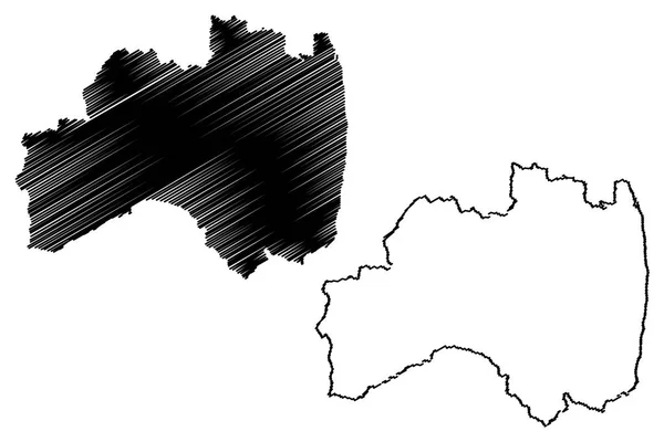 Präfektur Fukushima Verwaltungsbezirke Japans Präfekturen Japans Kartenvektorillustration Kritzelskizze Fukushima Karte — Stockvektor