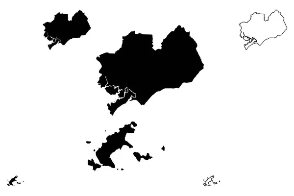 Ria Vung Tau Prowincji Socjalistycznej Republiki Wietnamu Podziały Wietnamu Mapa — Wektor stockowy