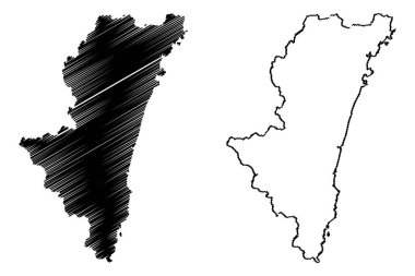 Miyazaki İli (Japonya, Japonya deprem idari yapılanması) harita vektör çizim, karalama taslak Miyazaki harita