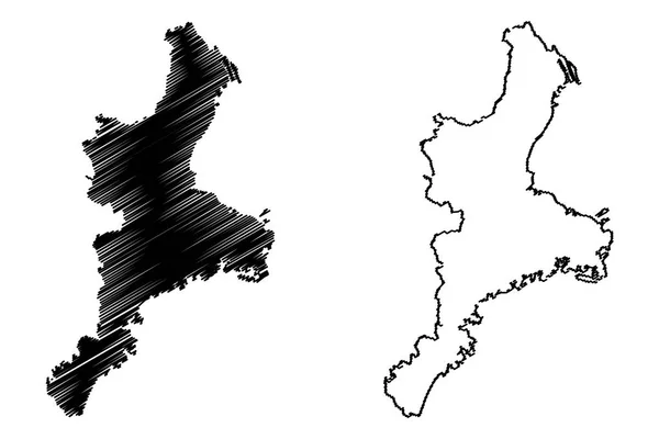 Иллюстрация Векторной Карты Префектуры Миэ Япония Префектуры Японии Начертательный Эскиз — стоковый вектор