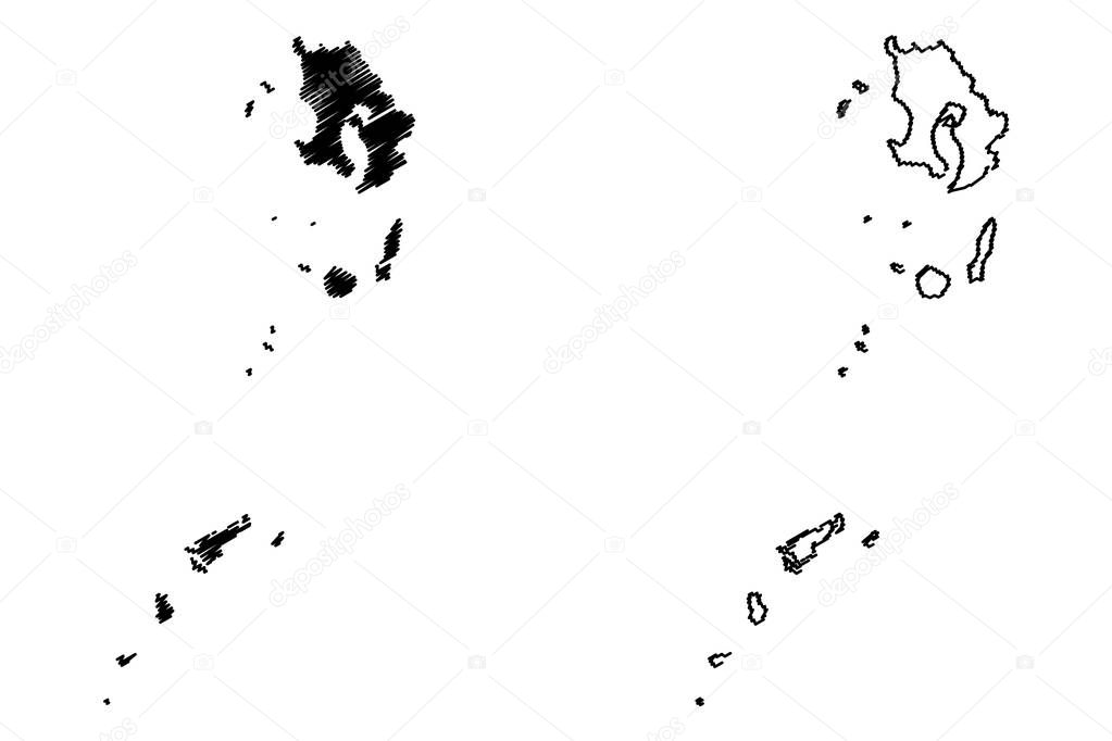 Kagoshima Prefecture (Administrative divisions of Japan, Prefectures of Japan) map vector illustration, scribble sketch Kagoshima map