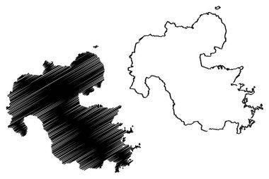Oita İli (Japonya, Japonya deprem idari yapılanması) harita vektör çizim, karalama taslak Oita harita