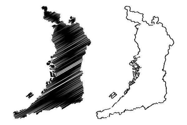 Prefektura Osaka Podział Administracyjny Japonii Prefektury Japonii Mapa Wektorowa Szkic — Wektor stockowy