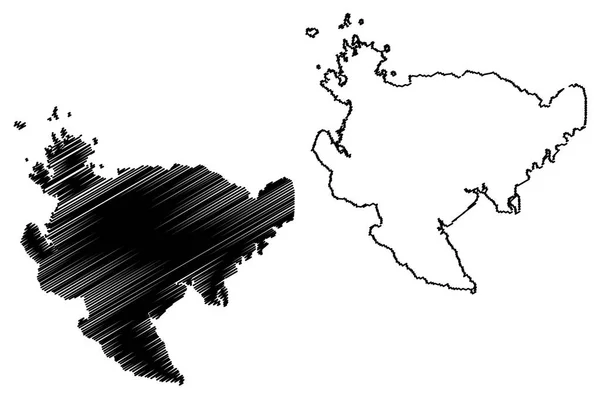 佐賀県 日本の都道府県の行政区画 地図ベクトル図 フリーハンド スケッチ佐賀マップ — ストックベクタ