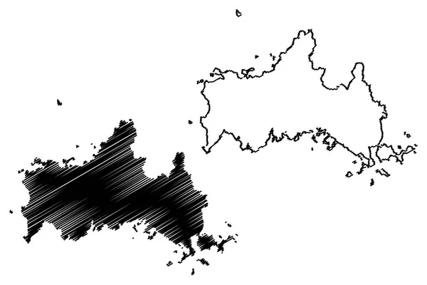 Prefektura Yamaguchi Podział Administracyjny Japonii Prefektury Japonii Mapa Wektor Ilustracja — Wektor stockowy