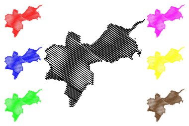 Basel-Stadt (Kanton, İsviçre, İsviçre kantonları, İsviçre Konfederasyonu) harita vektör çizim, karalama taslak Kanton Basel-Stadt harita