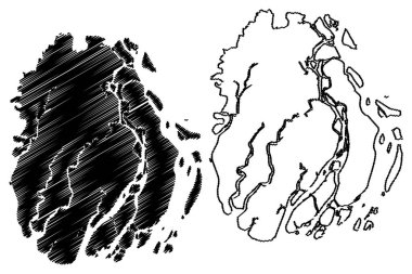 Barisal Bölümü (Bangladeş İdari bölümler) harita vektör çizim, karalama taslak Barishal harita