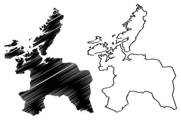 Sor トロンデラーグ ノルウェー ノルウェー王国の地方行政区画 地図ベクトル図 フリーハンド スケッチ Sor トロンデラーグの地図 — ストックベクタ