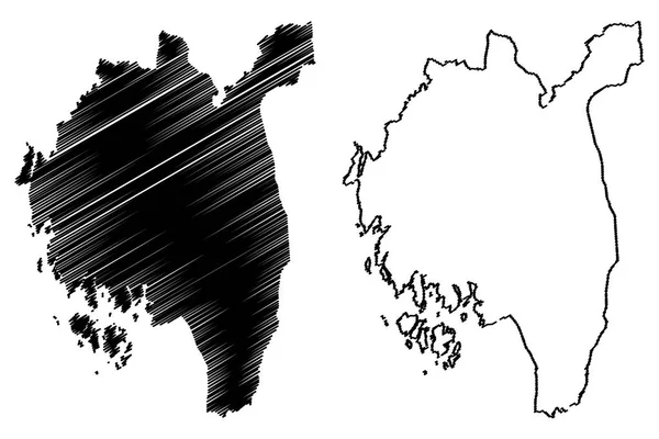 Ostfold Divisiones Administrativas Noruega Reino Noruega Mapa Vector Ilustración Boceto — Vector de stock