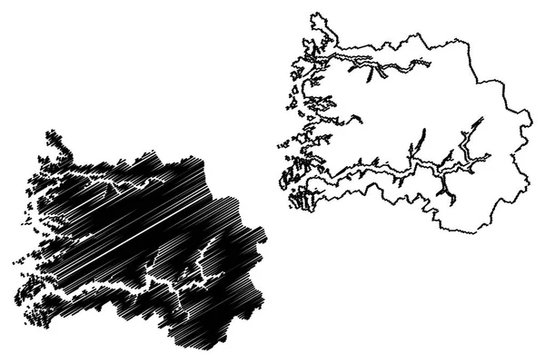 Sogn Fjordane Административное Деление Норвегии Королевство Норвегия Map Vector Illustration — стоковый вектор