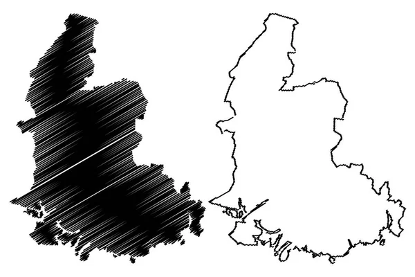 Vest-Agder'deki / (idari yapılanması Norveç, Norveç Krallığı) harita vektör çizim, karalama taslak Vest-Agder'deki / fylke harita