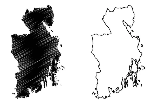 Vestfold Административное Деление Норвегии Королевство Норвегия Map Vector Illustration Scribble — стоковый вектор