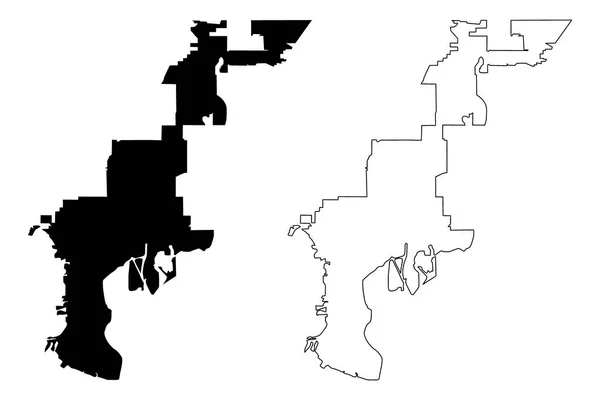 タンパ市 アメリカ合衆国 アメリカ合衆国の都市米国市 地図ベクトル図 フリーハンド スケッチ タンパ市地図 — ストックベクタ