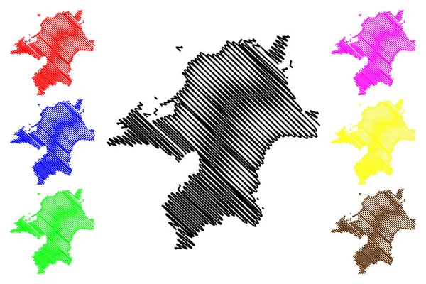 Préfecture Fukuoka Divisions Administratives Japon Préfectures Japon Illustration Vectorielle Carte — Image vectorielle