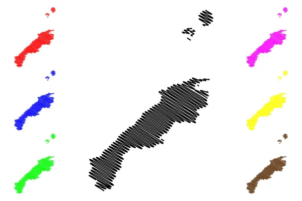 Prefektura Shimane Podział Administracyjny Japonii Prefektury Japonii Mapa Wektorowa Szkic — Wektor stockowy