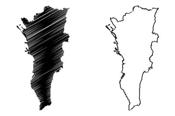 大马尼拉 菲律宾的地区和省 菲律宾共和国 地图向量例证 涂鸦素描国家首都地区 Ncr 大都会马尼拉 — 图库矢量图片