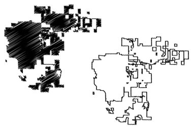 Aurora şehir (Amerika Birleşik Devletleri şehirler, Amerika Birleşik Devletleri, ABD Şehir) harita vektör çizim, karalama taslak Aurora şehir haritası