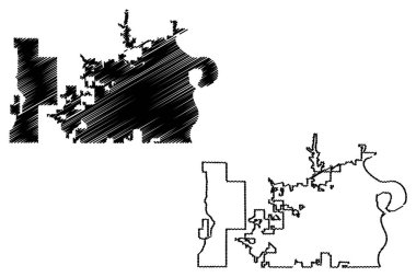 Omaha şehir (Amerika Birleşik Devletleri şehirler, Amerika Birleşik Devletleri, ABD Şehir) harita vektör çizim, karalama taslak Omaha şehir haritası