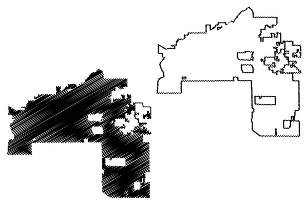 メサ市 アメリカ合衆国 アメリカ合衆国の都市米国市 地図ベクトル図 フリーハンド スケッチ メサ市の地図 — ストックベクタ