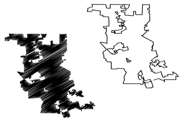 斯托克顿市 美国城市 美利坚合众国 地图矢量插图 涂鸦素描城市斯托克顿地图 — 图库矢量图片
