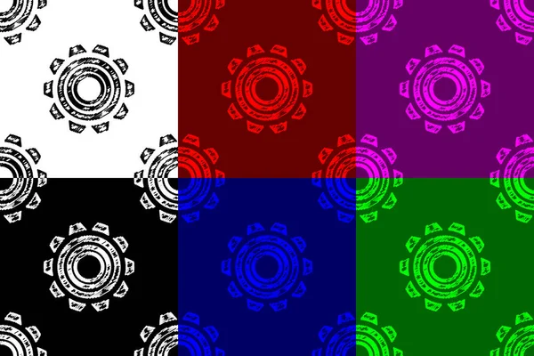 Patrón Sin Costura Rueda Engranaje Conjunto Fondo Cog Wheel Negro — Vector de stock