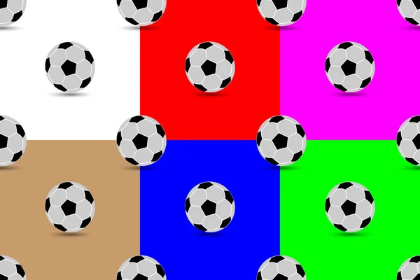 Soccer Ball Seamless Pattern Football Ball Black White Red Blue — Stock Vector