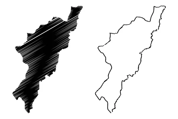 阿达马瓦州 尼日利亚 联邦联邦 地图矢量插图 涂鸦素描阿达马瓦地图 — 图库矢量图片