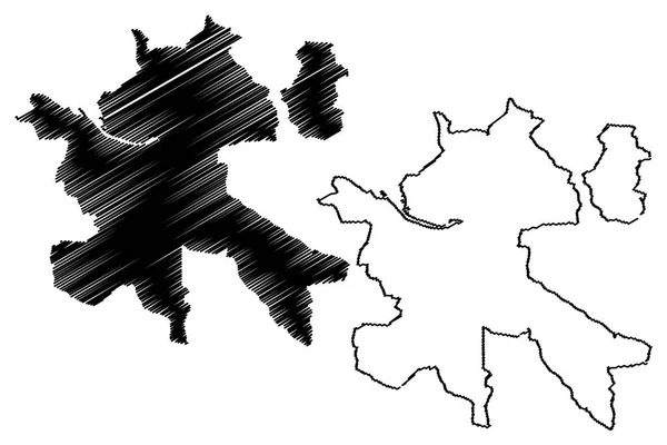 Zilina şehri (Slovakya, Slovak Cumhuriyeti şehir) harita vektör çizim, karalama taslak Zilina şehir haritası