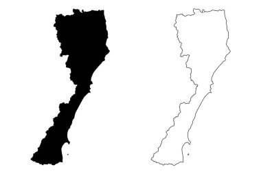 Prachuap Khiri Khan il (Tayland Tayland, Siam, il) harita vektör çizim, karalama taslak Prachuap Khiri Khan harita