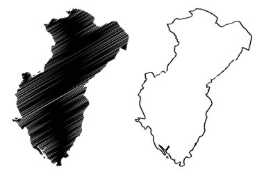 Çapraz nehir devlet (alt bölümleri Nijerya, Nijerya Federal Devlet) harita vektör çizim, karalama taslak çapraz Nehri harita