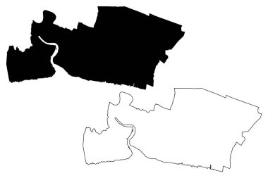 Samut Prakan il (Tayland Tayland, Siam, il) harita vektör çizim, karalama taslak Samut Prakan harita